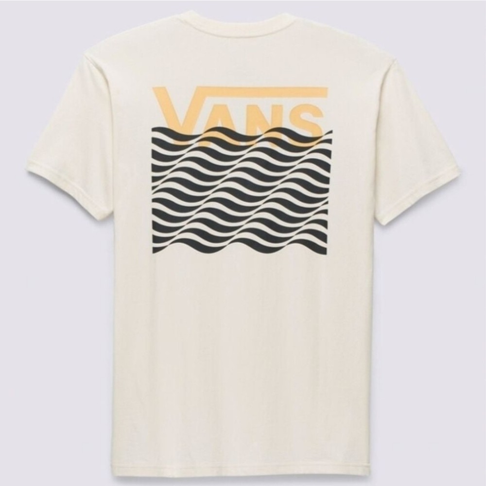 Vans White Tee with Black and Yellow Graphic, Mens Large 100% Cotton