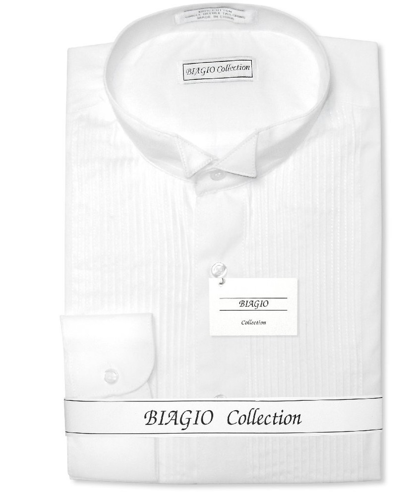 Biagio Mens 100% COTTON Solid White Color TUXEDO Dress Shirt sz 20 34/35