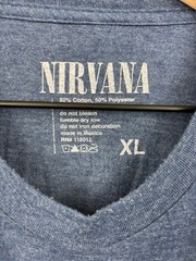 Grunge Nirvana Blue Yellow Smiley Face Graphic Band Tee Shirt XL