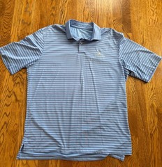 Primland Polo – Tech Fabric – Light / Dark Blue Stripe – Size Large