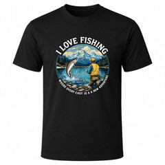 Men’s Graphic T Shirt Fishing Tee Outdoor Casual – I Love Fishing Adventure Prin