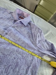 Consequence Slim Fit Flip Cuff Long Sleeve Purple Paisley Dress Shirt Size Large