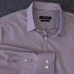 Bugatchi Mens Shaped Fit Striped Button Down Shirt Bordeaux Blue S NBF955K81F