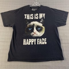 Grumpy Cat Shirt Mens Extra Large Black Funny Graphic This Is My Happy Face Tee