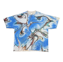 Vintage 90s Jerzees High Cotton All Over Marble Print T Shirt XL Blue USA Art