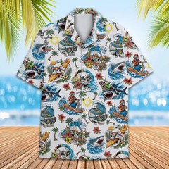 Skull Surf Hawaiian Shirt Men Women Beach Party Vacation Top