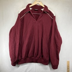 VTG 70s Sears Sportwear Collared Pullover Long Sleeve Shirt Mens XL Burgundy