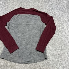 American Eagle Shirt Mens M Gray Maroon Raglan Long Sleeve Tee Casual Modern
