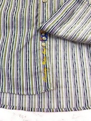 Robert Graham Men’s Button Front Flip Cuff Embroidery Green Stripe Shirt XL