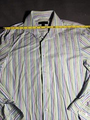 Express Design Studio Shirt Men Medium Green Striped Long Sleeve Buttons Up
