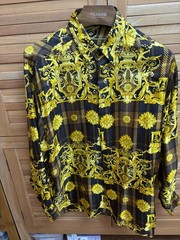 VERSACE CLASSIC V2 silk shirt Baroque print size XL Brown & gold.