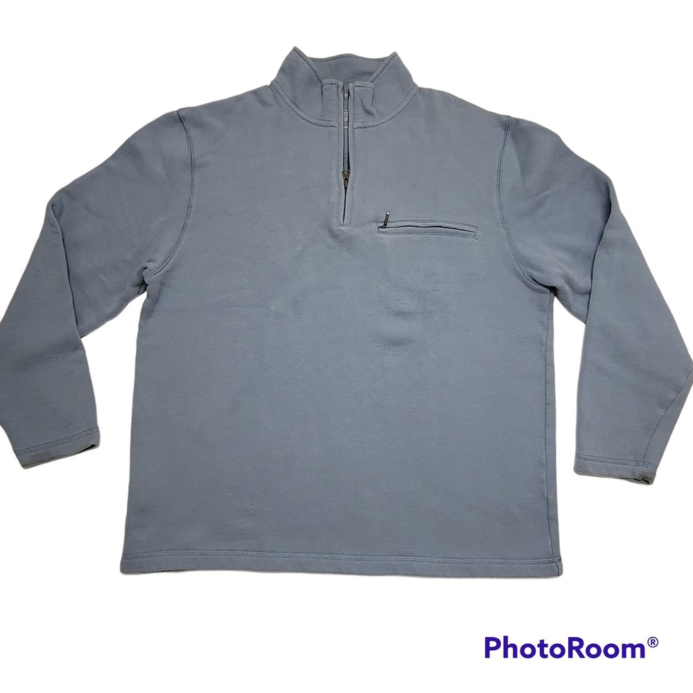 Pendleton Mens Shirt Large Half Zip Funnel Neck L/S Woolen Mills Blue