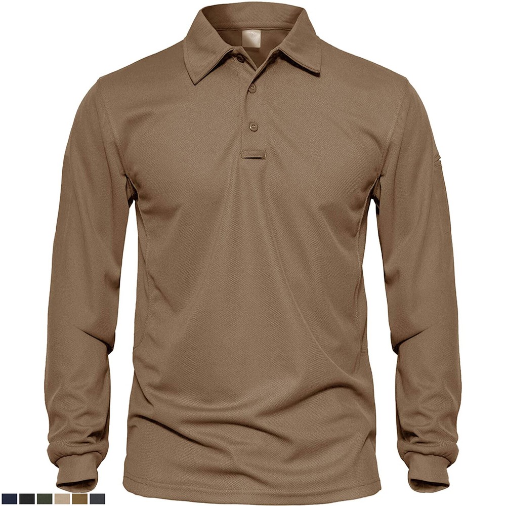 Men’s Quick Dry Performance Polo Shirts Long Sleeve Casual Team Work Golf T Tops