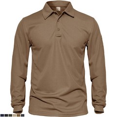Men’s Quick Dry Performance Polo Shirts Long Sleeve Casual Team Work Golf T Tops