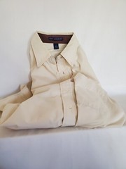 🛳PORT AUTHORITY🛳 Cotton/Polyester Beige Long Sleeve Dress Shirt Men’s Sz. Lg.