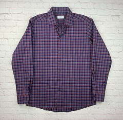 Eton Of Sweden Contemporary Fit Plaid Dress Shirt- Red / Navy – 44 / 17 1/2