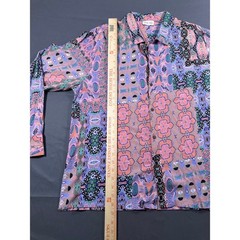 Raga Man Patchwork Print Viscose Button Down Shirt Mens 2X Pink Purple MRW145
