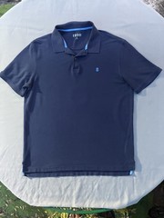 IZOD Men’s XL Navy Solid Logo Polo Shirt Short Sleeve Button Collared