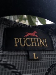 Puchini Men’s 100% Microfiber Button Up Shirt Rope Silver Button Size Large