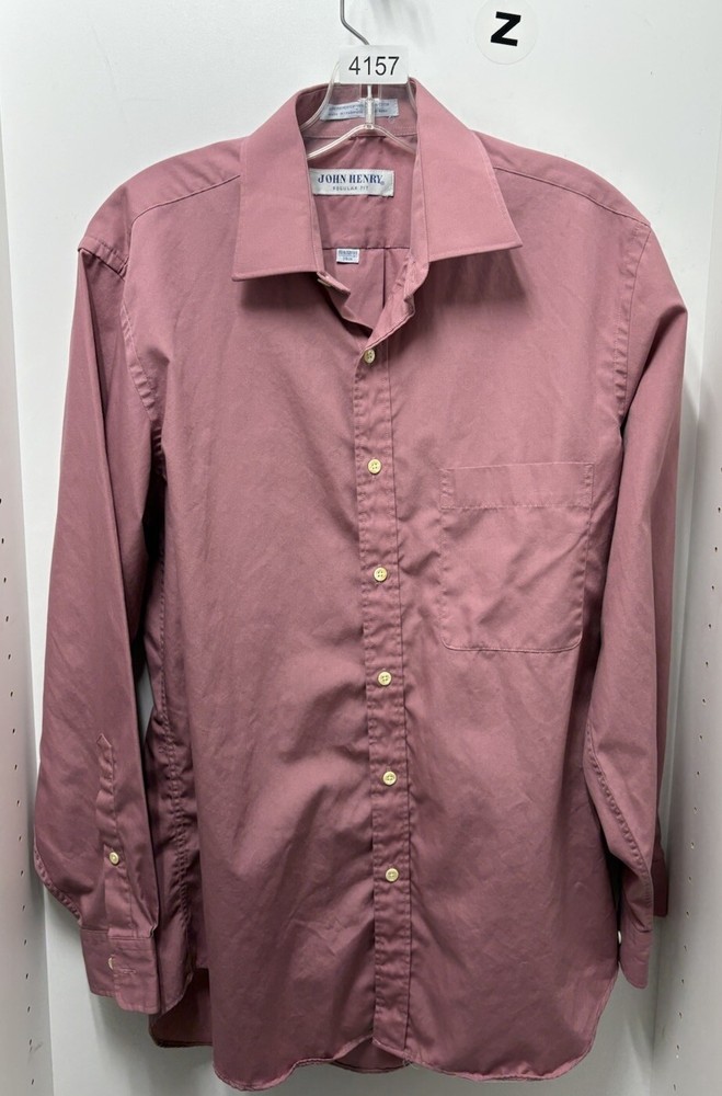 John Henry Regular Fit Red Button Down Shirt Size 15.5 Very Nice Shirt