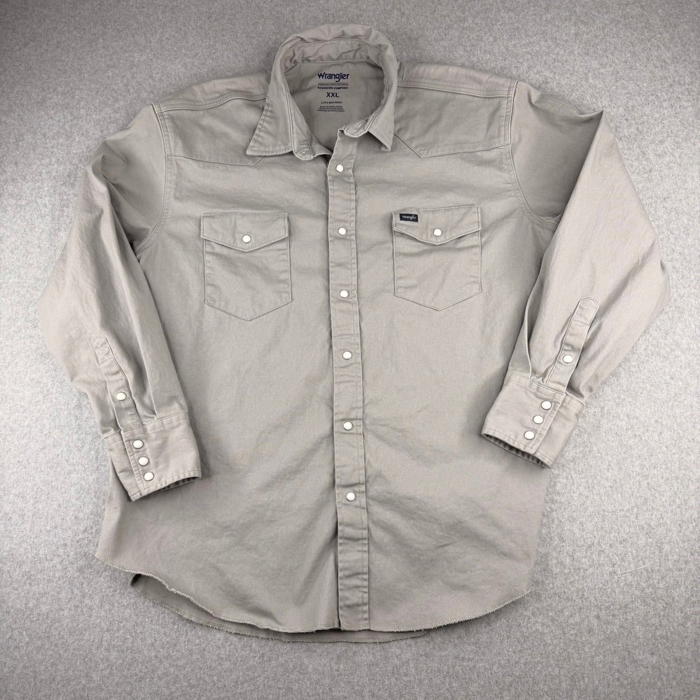 Wrangler Premium Performance Advanced Comfort gray Western Pearl Snap Shirt XXL