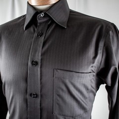 JOSEPH ABBOUD Silver Gray Solid Striped Cotton Men Dress Shirt Size 15