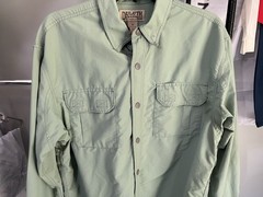 Duluth Trading Co Men’s Green Solid Button-Up Snap Pockets Woven M LS