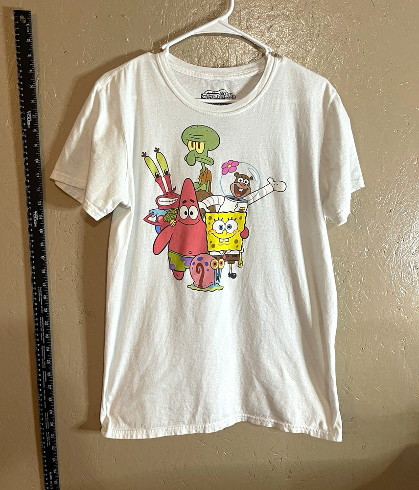 Nickelodeon SpongeBob SquarePants Graphic Print White Cotton Tee Unisex S