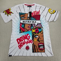 Contender Shirt Mens Large White Comics AOP All Over Print Hip Hop Streetwear