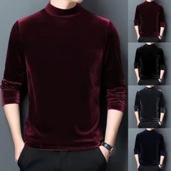 Mens Velvet Half Turtleneck Pullover Long Sleeve Jumper Blouse Tops Warm T-Shirt