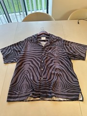 Rhude Shirt Collared Button Down Short Sleeve Zebra Black Gray New Mens M