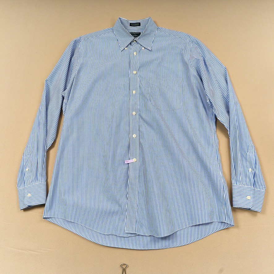 Gitman Bros Blue White Stripe Button Down Dress Shirt 16 36 Cotton 80’s 2 Ply