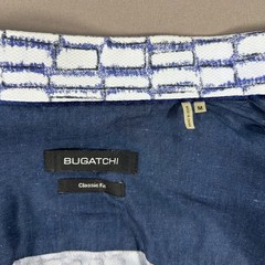 Bugatchi Button Down Shirt Mens Large Blue Plaid Shaped Fit Tech Stretch Casual
