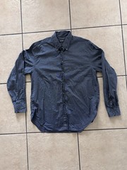 Giorgio Armani Men’s Gray Solid Point Collar Long Sleeve Button-Up Shirt