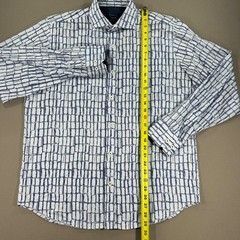 Bugatchi Button Down Shirt Mens Large Blue Plaid Shaped Fit Tech Stretch Casual