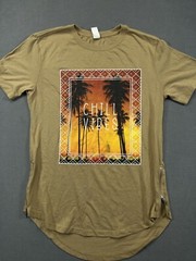Chill Vibes Faction T Shirt Adult M Med Brown Palm Tree Side Zippers Graphic Men