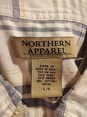 Northern Apparel Mens L Blue/Green Plaid Woven Cotton LS Shirt Pockets