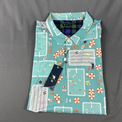 William Murray Golf Shirt Polo Fish Outta Water Print 3XL Blue NWT MSRP $88