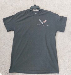 Chevrolet Corvette Double Sided Logo T Shirt Mens Sz M Gray Cars Racing