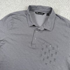 Travis Mathew Mens Gray Polo Golf Shirt Logo Large Pineapple