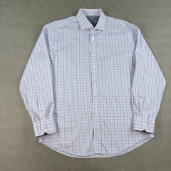 TWILLORY Mens Performance Gingham Plaid Dress Shirt Tailored Fit Sz 17 34-35 EUC