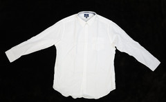 George Mens Solid White Classic Fit Long Sleeve Button Up Dress Shirt XL 46-48