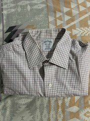 Brooks Brothers Regent Non-Iron Cotton Check Dress Shirt 15.5-34 Long Sleeve