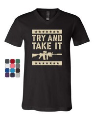 Try and Take It 2nd Amendment V-Neck T-Shirt Ar-15 2A Pro Gun Rights Tee