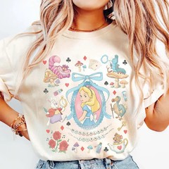 Coquette Bow Alice in Wonderland Shirt, Vintage Alice Tee, Mad Tea Party tee