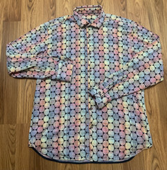 Luchiano Visconti Shirt Mens Large Geometric Button Up Multicolor