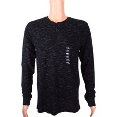 Marc Anthony Mens Henley Shirt M Black LS Waffle Slim Fit MM83K019RN NEW