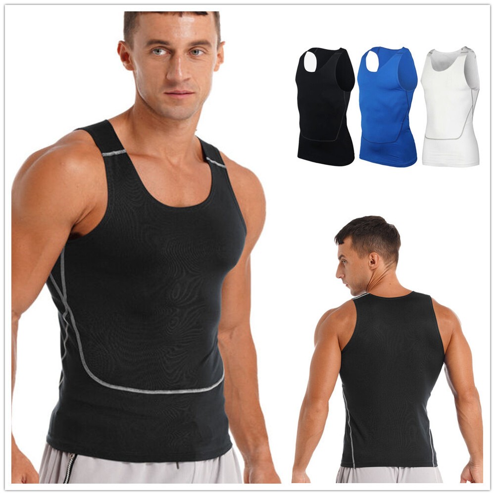 Mens Compression Vest Tank Tops Quick Dry Running Sports Sleeveless T-Shirts Top