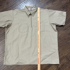 Ben Davis 1/2 Zip Pullover 2 Pocket Short Sleeve Work Shirt Mens 3XL Khaki Vtg