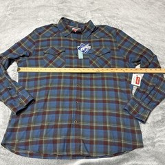 Wrangler Authentics Men’s XL Cloud Flannel Long Sleeve Shirt Blue Plaid NEW